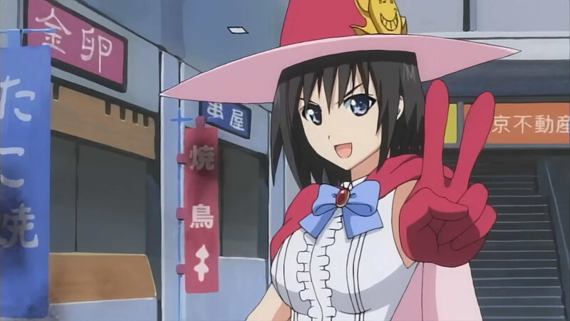 anime girl in pink hat