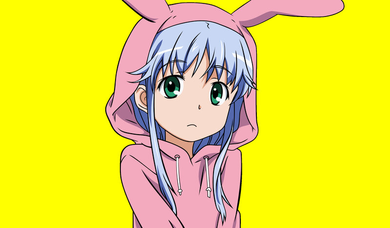 Anime Girl in Pink Hoodie — Yellow