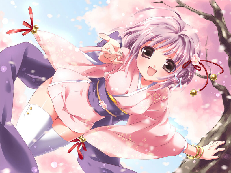 anime girl in pink kimono