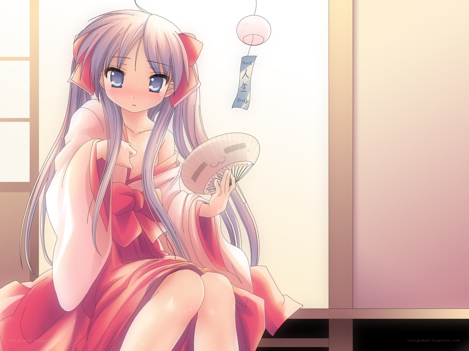 anime girl in pink kimono