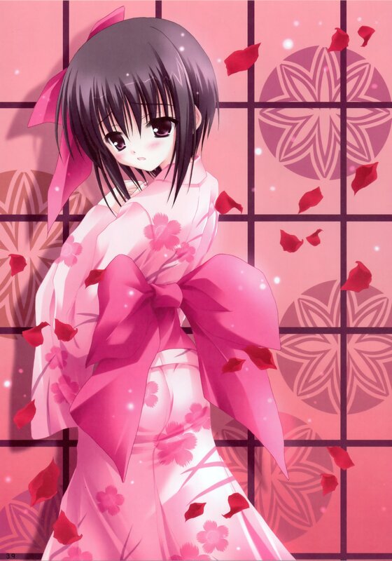 anime girl in pink kimono