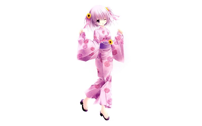 anime girl in pink kimono