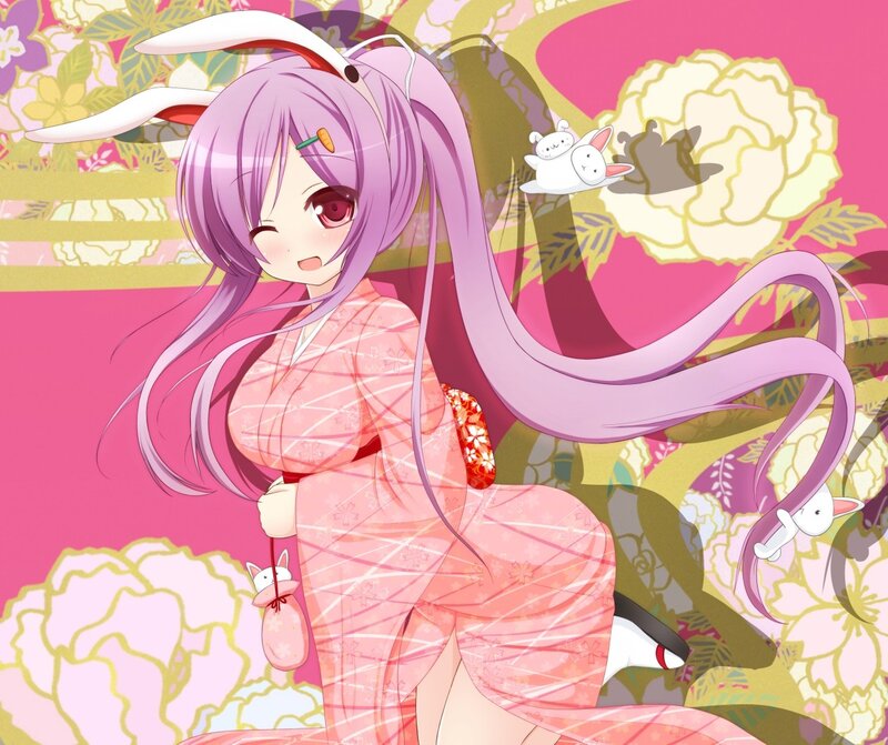 anime girl in pink kimono