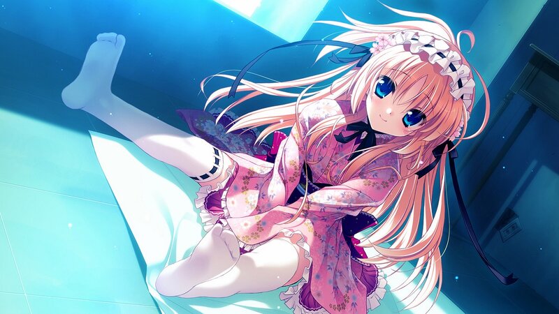 anime girl in pink kimono