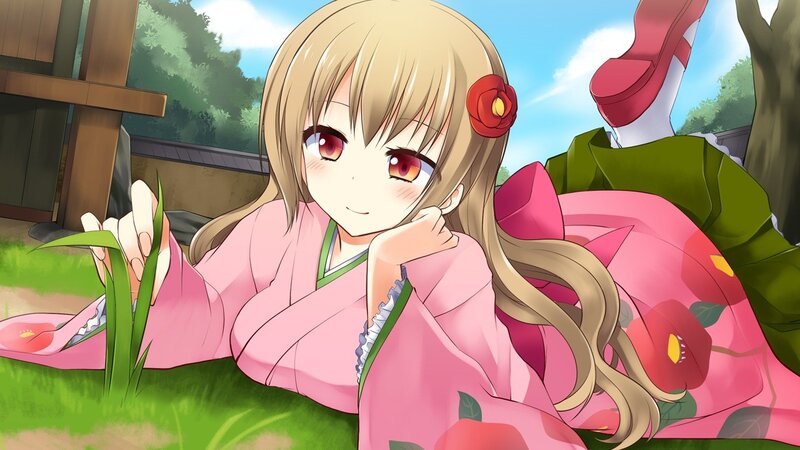 anime girl in pink kimono