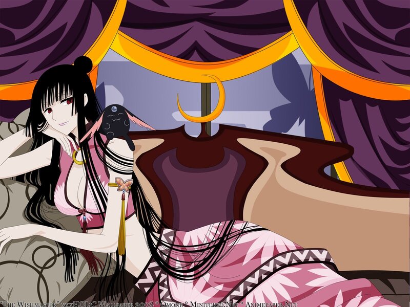 Anime girl in pink kimono