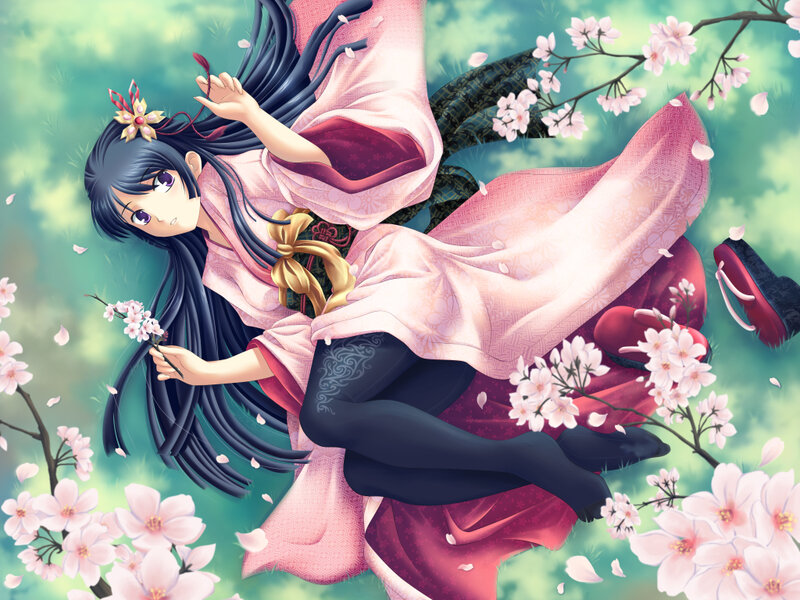 anime girl in pink kimono
