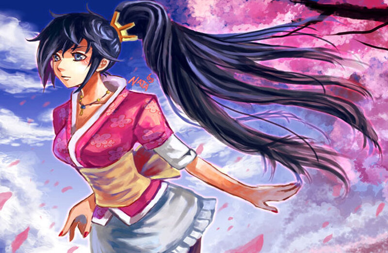 anime girl in pink kimono