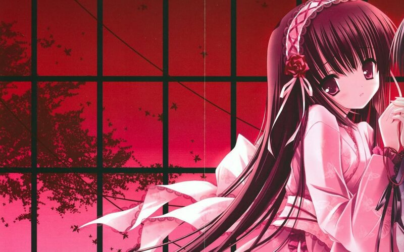 anime girl in pink kimono