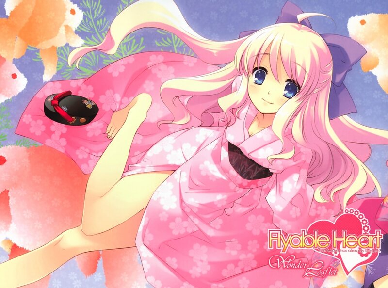 Anime girl in pink kimono