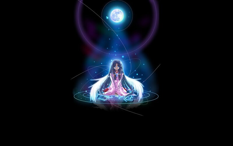 Anime Girl in Pink Kimono — Blue, Serene, Mystical