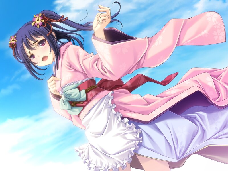 Anime Girl in Pink Kimono — Dynamic