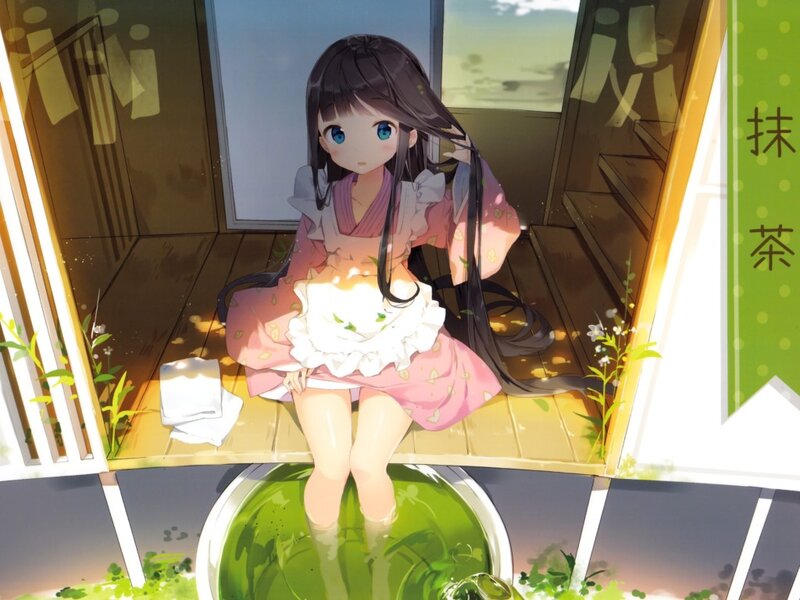 Anime Girl in Pink Kimono — Serene, Afternoon