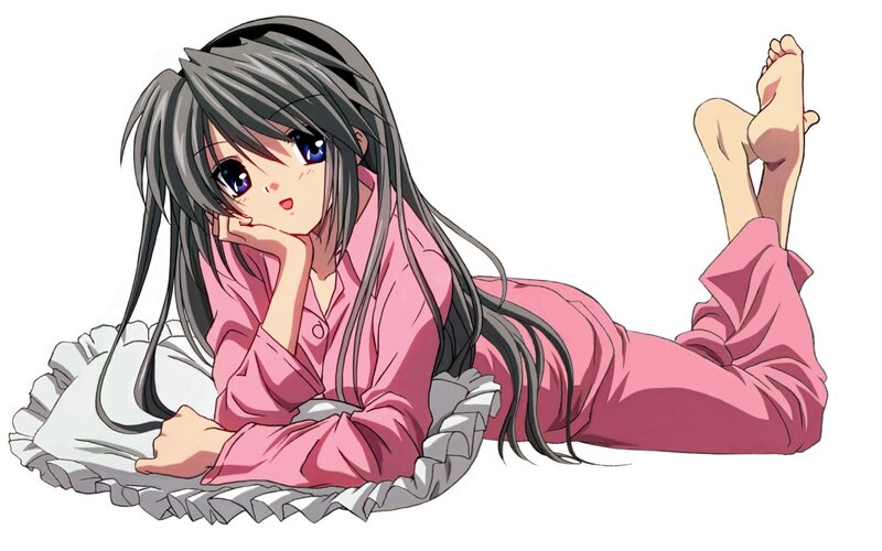 anime girl in pink pajamas