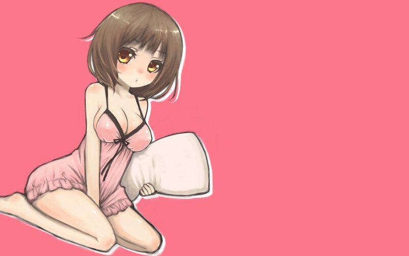 Anime Girl in Pink Pajamas — Calm, Digital Art, Pillow