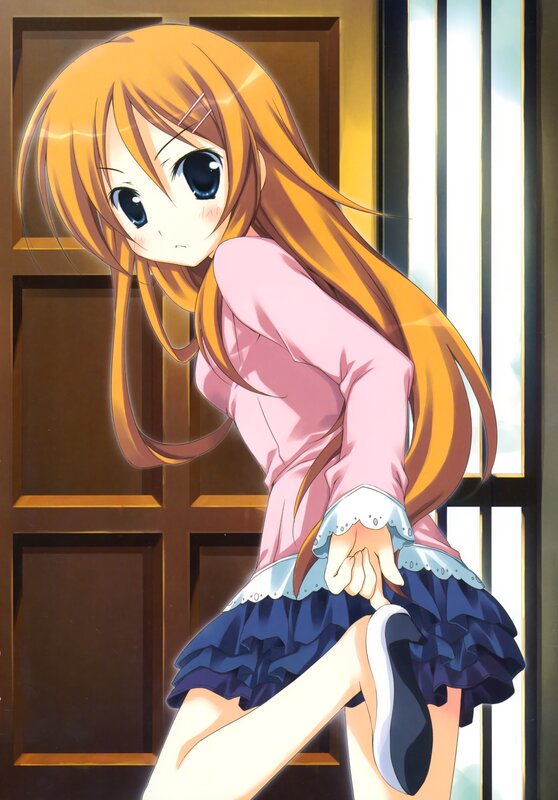 Anime Girl in Pink Shirt — Orange, Calm
