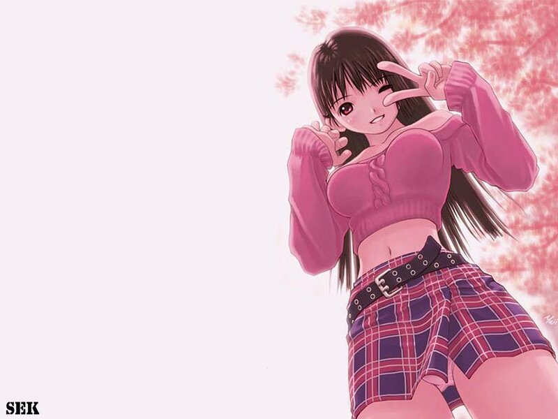 anime girl in pink sweater