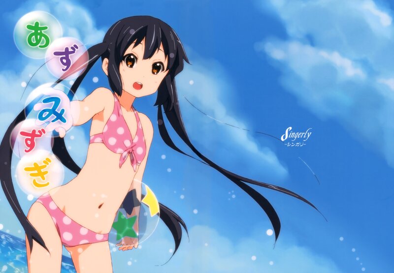 Anime girl in pink swimsuit
