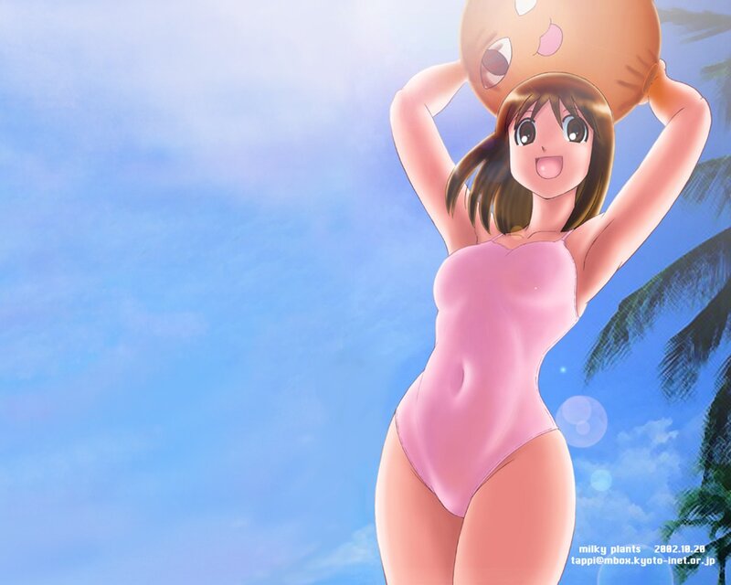anime girl in pink swimsuit