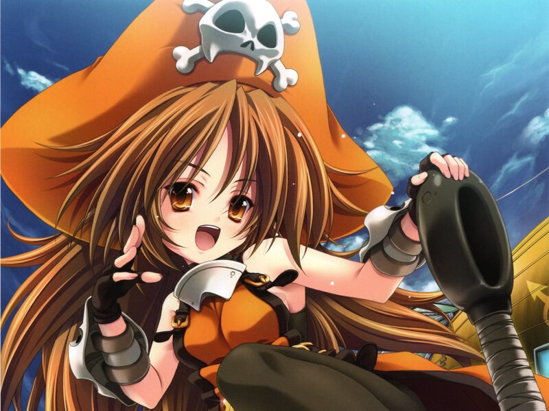 Anime Girl in Pirate Hat — Orange