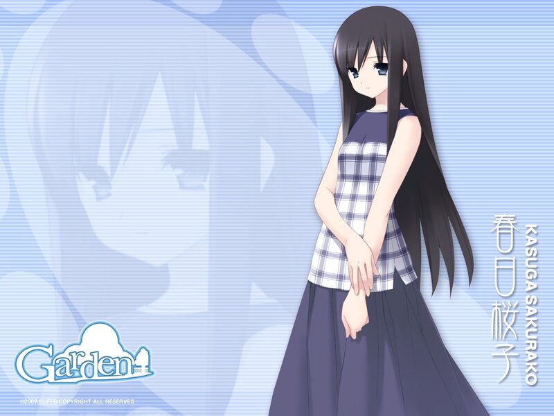 Anime Girl in Plaid Dress — Blue, Calm
