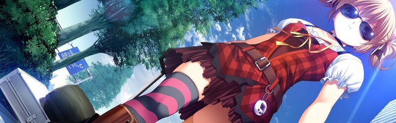 Anime Girl in Plaid Dress — Blue