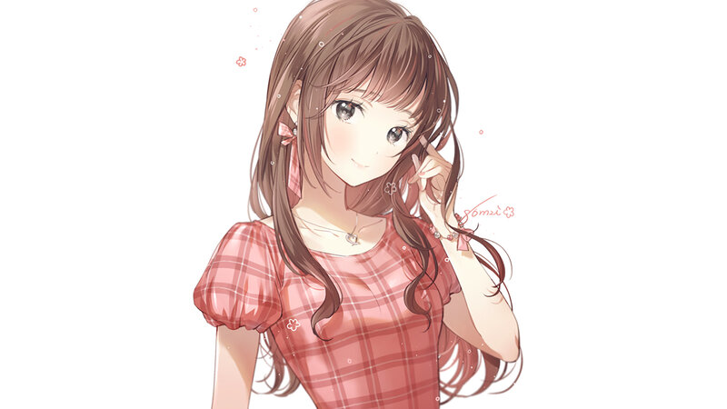 Anime Girl in Plaid Dress — Pink