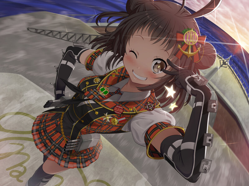 Anime Girl in Plaid Uniform — Red