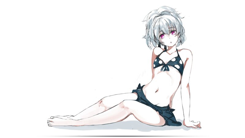 anime girl in polka dot bikini