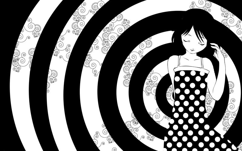 anime girl in polka dot dress