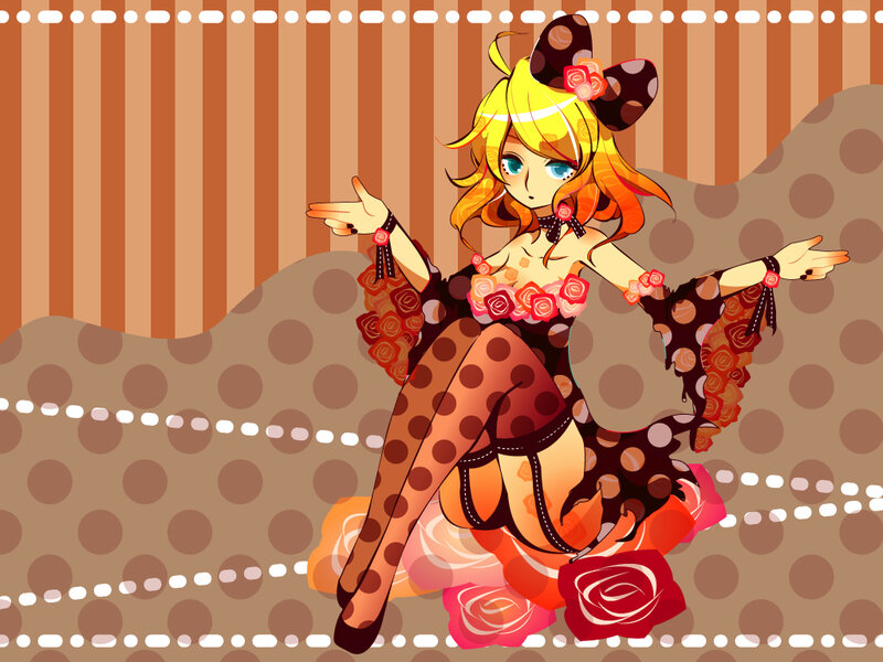 Anime Girl in Polka Dot Dress — Brown