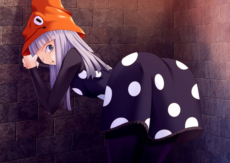 Anime Girl in Polka-dot Dress — Purple