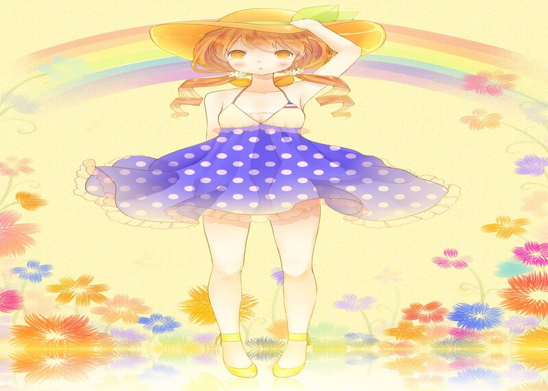 Anime Girl in Polka-dot Dress — Yellow