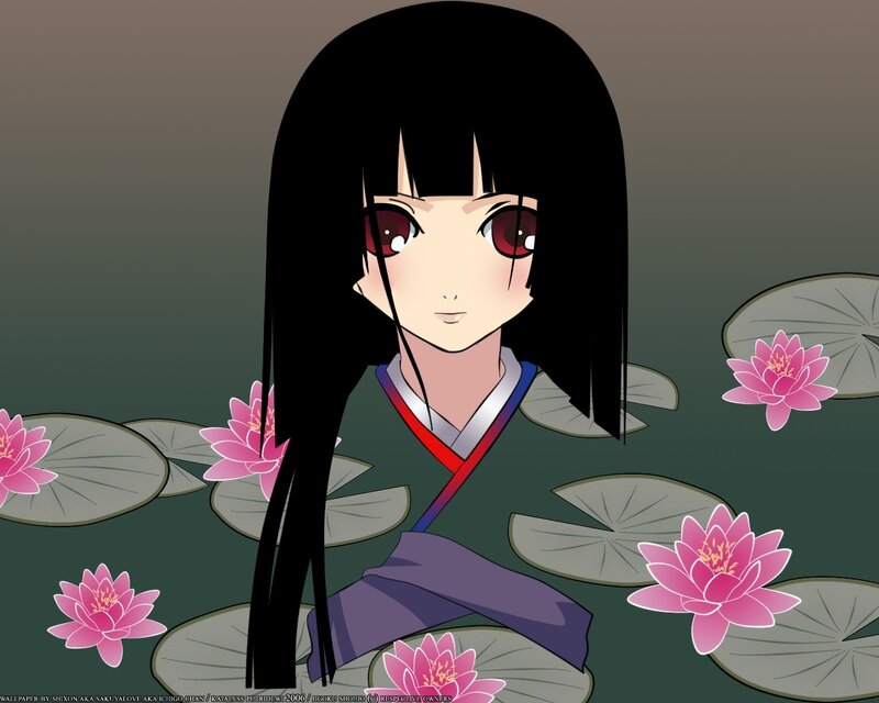 Anime Girl in Pond — Black