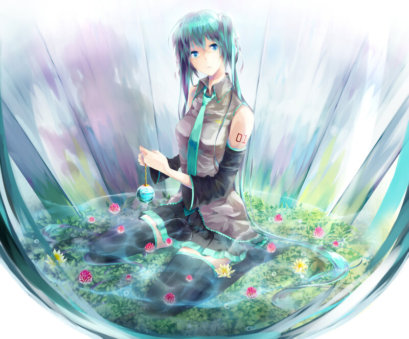 Anime Girl in Pond — Cyan