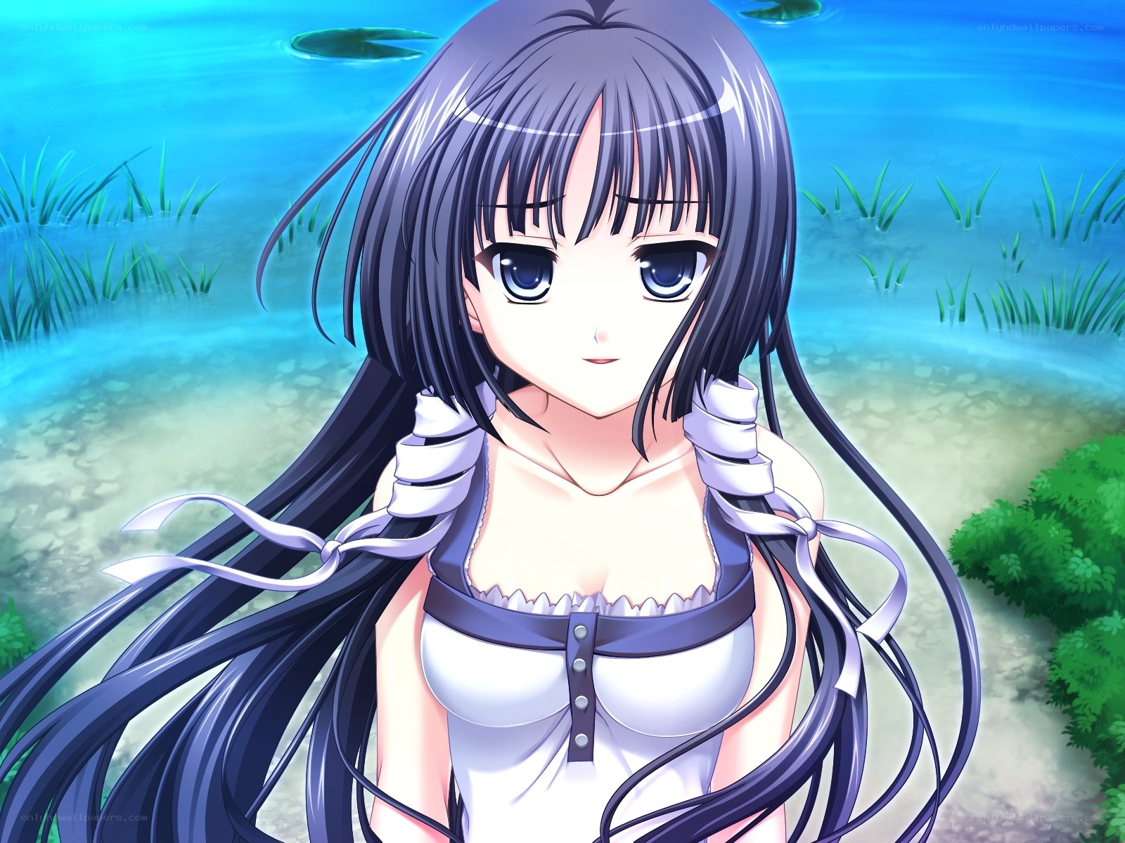 anime girl in pond