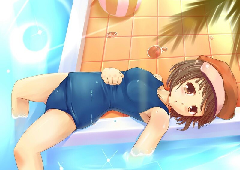 anime girl in pool