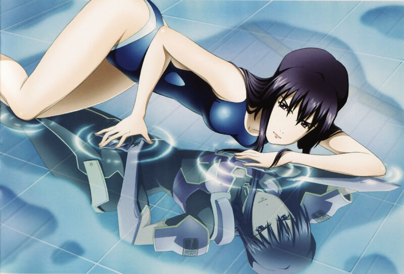 anime girl in pool