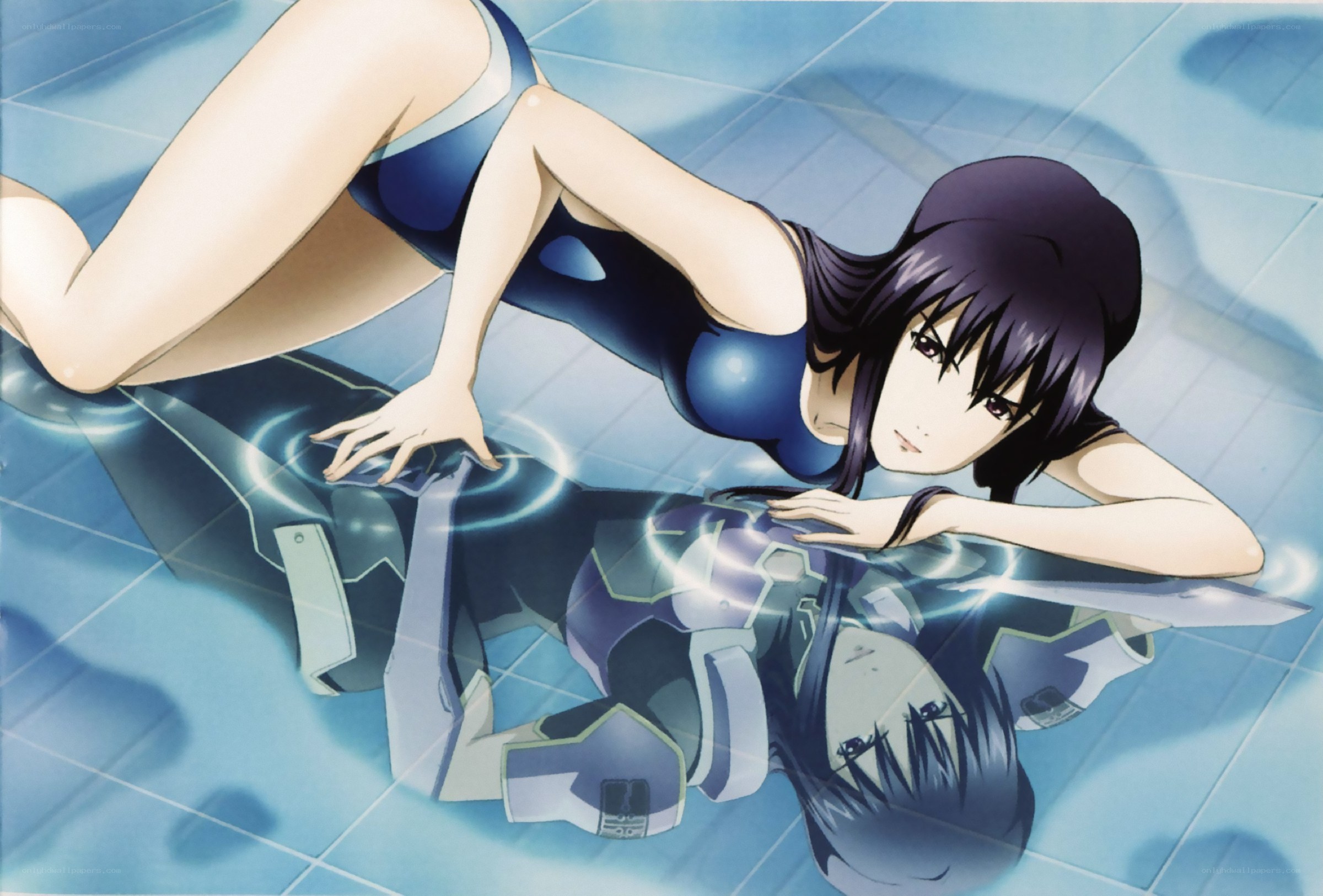 anime girl in pool