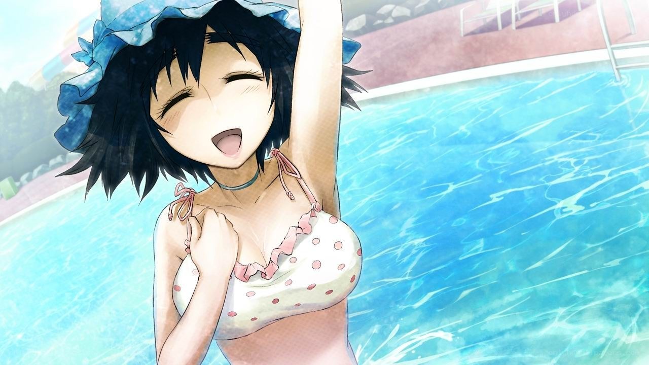 anime girl in pool
