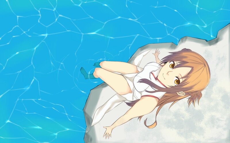 anime girl in pool