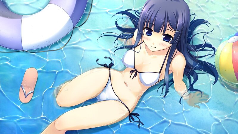 anime girl in pool