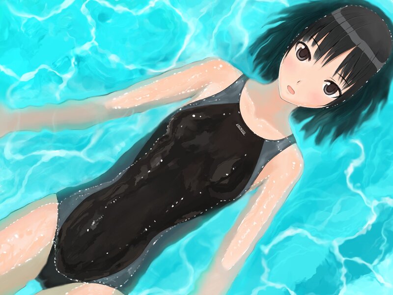 anime girl in pool