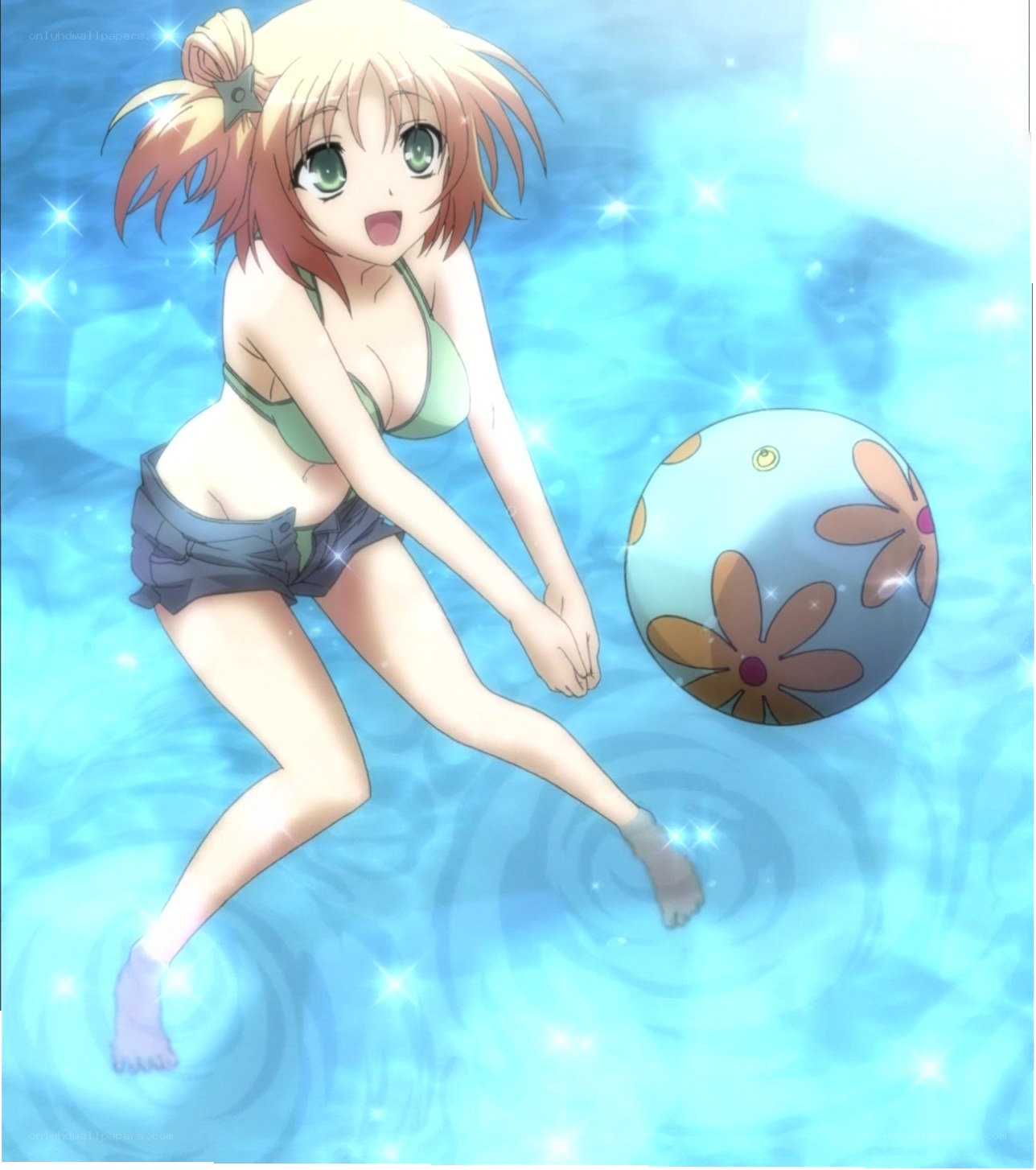 anime girl in pool