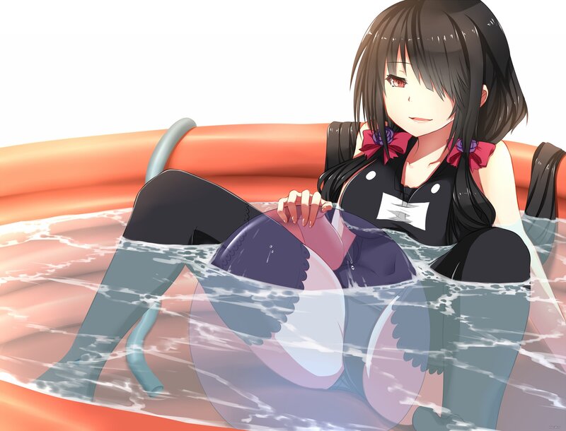 Anime Girl in Pool — Black