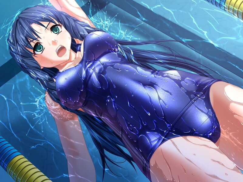 Anime Girl in Pool — Blue, Dynamic