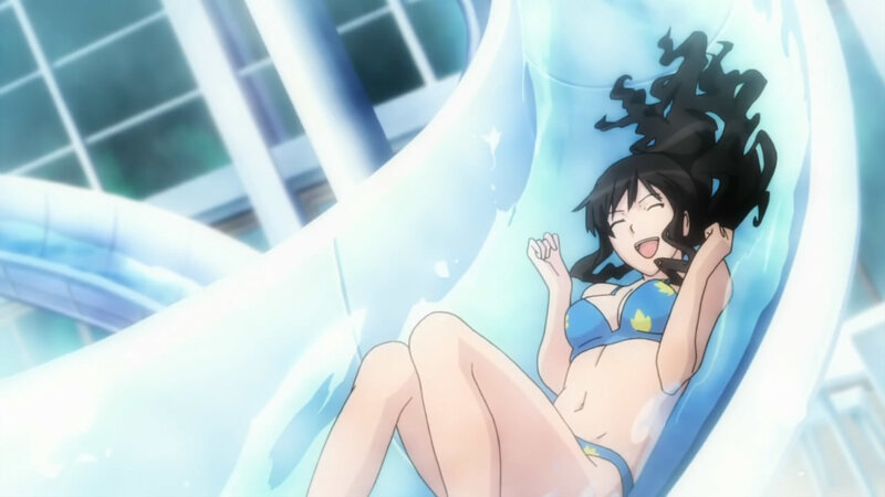 Anime Girl in Pool — Blue, Joyful
