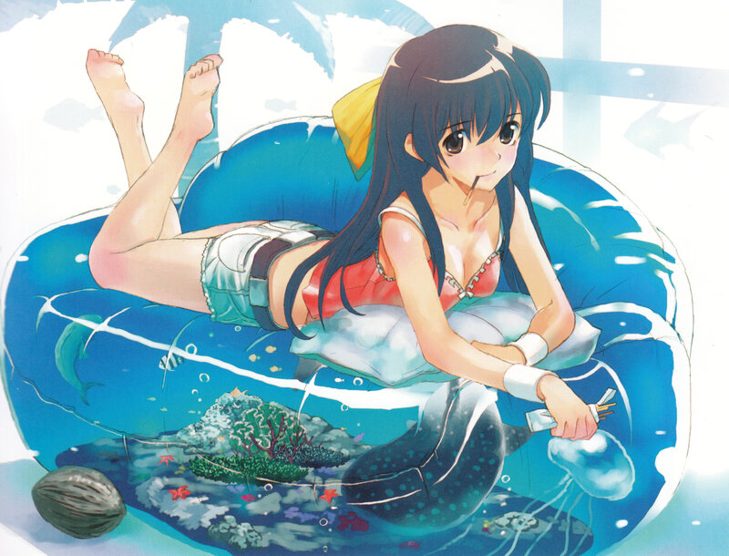 Anime Girl in Pool — Blue, Relaxed