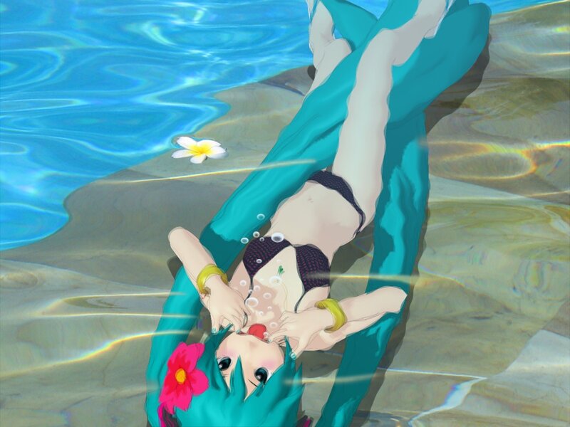 Anime Girl in Pool — Blue, Serene