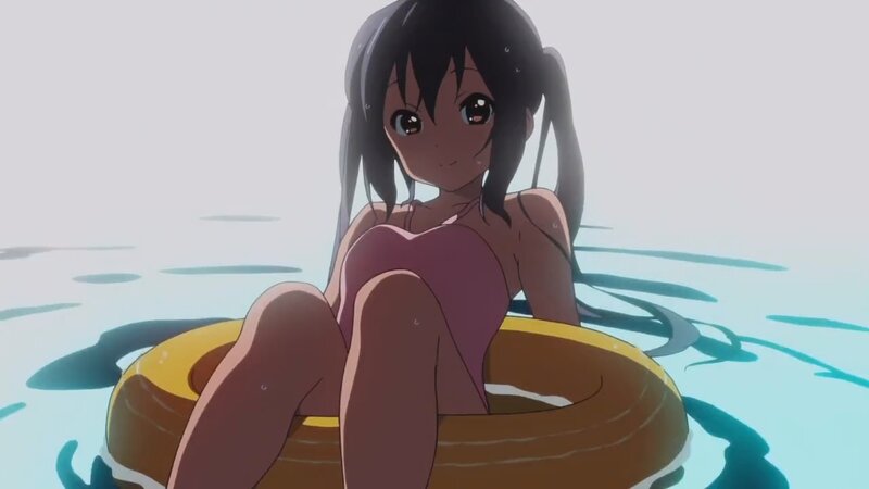 Anime Girl in Pool — Blue